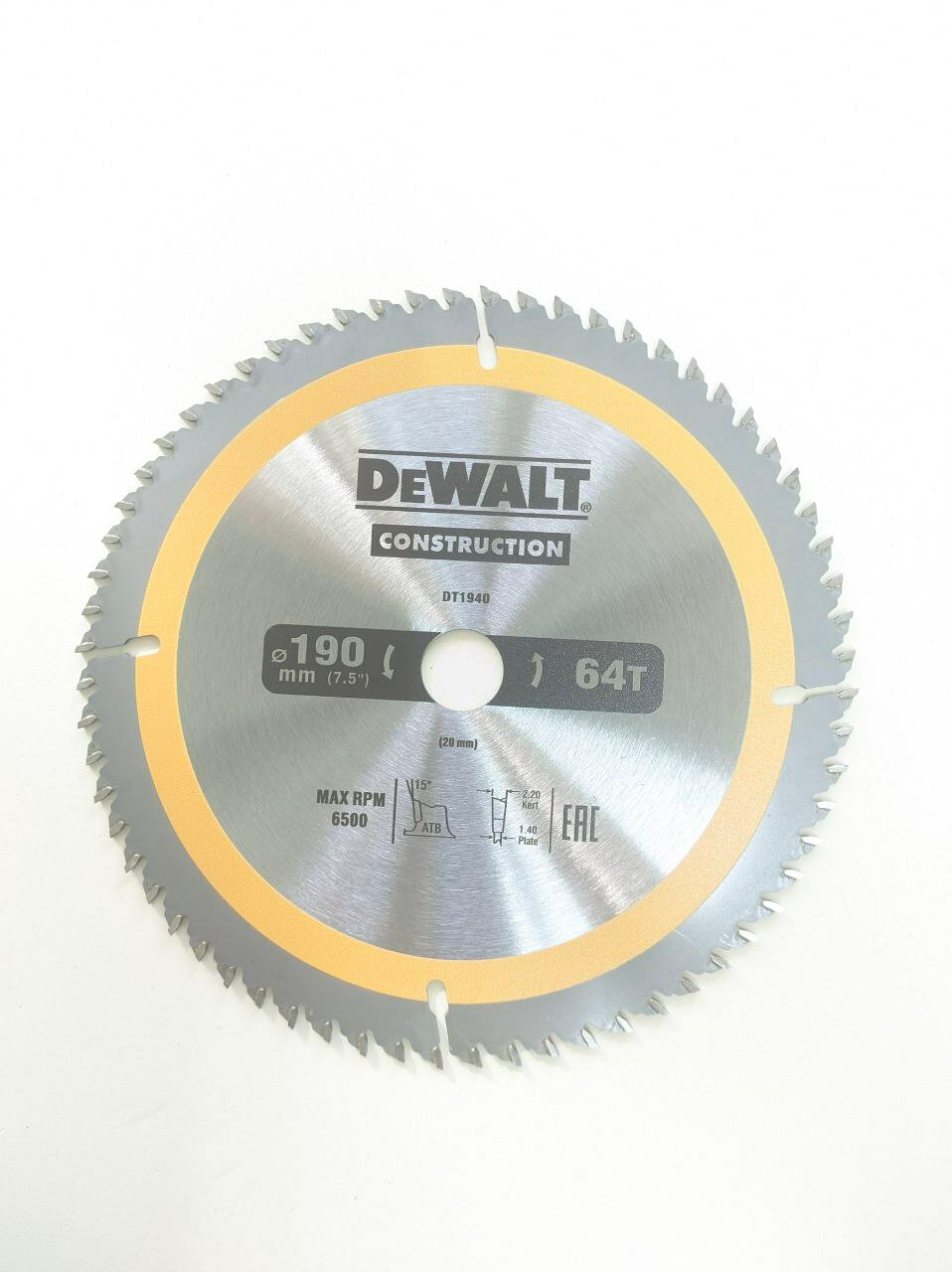Диск пильный FlexVolt DeWalt DT1949, 190x20 мм,64 зубьев для дерева