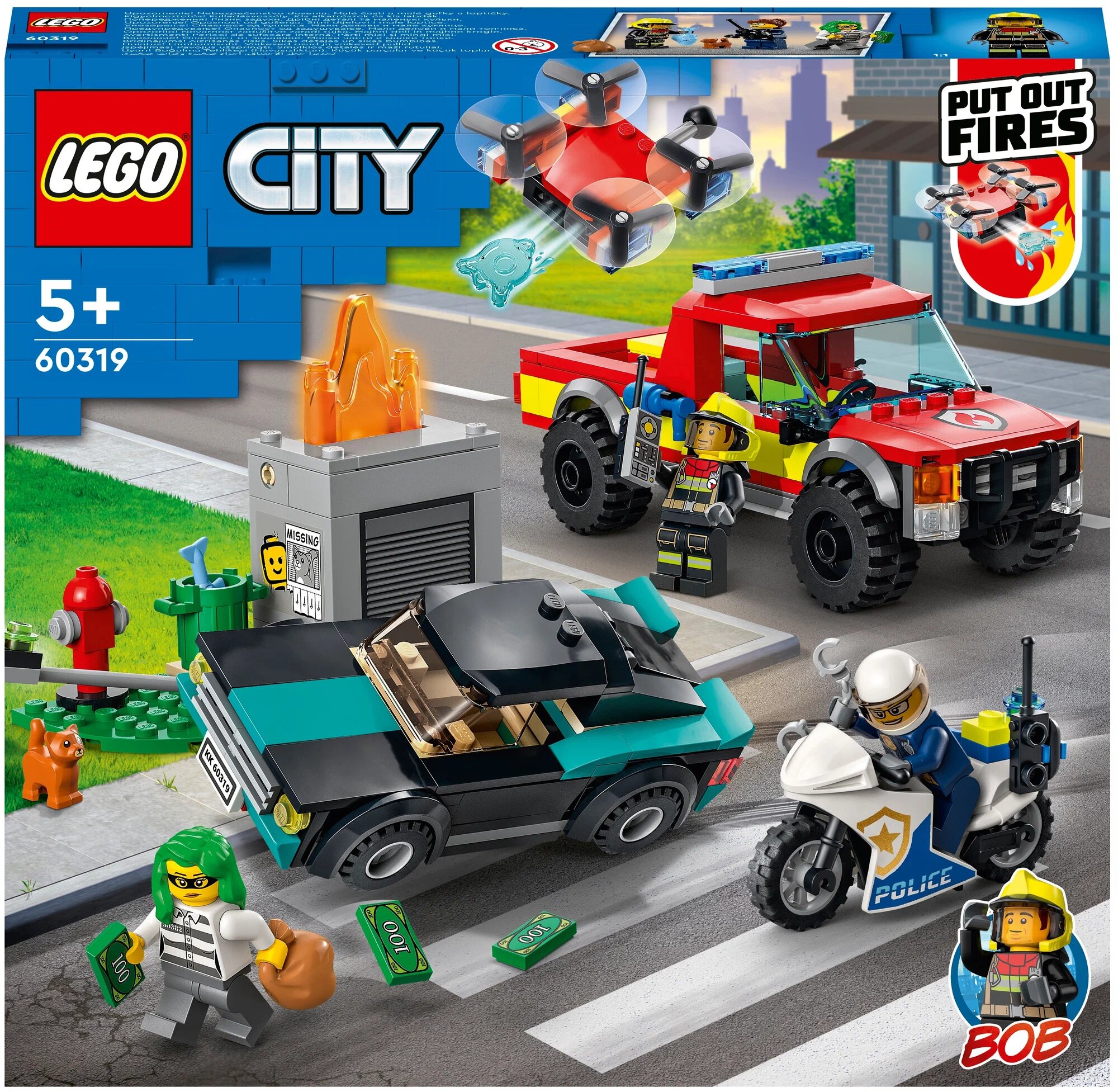 Конструктор LEGO City Fire 60319 Пожарная бригада и полицейская погоня, 295 дет.