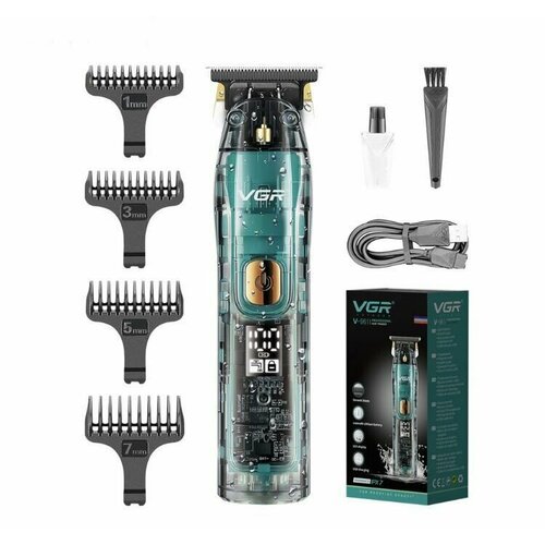Машинка для стрижки аккумуляторная VGR Voyager V-961 4 насадки цифровой индикатор заряда 3 шт 903800₽