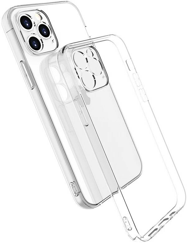 Защитный силиконовый чехол с защитой камеры для телефона Apple iPhone 14 Pro Max / Прозрачный тонкий чехол на смартфон Эпл Айфон 14 Про Макс