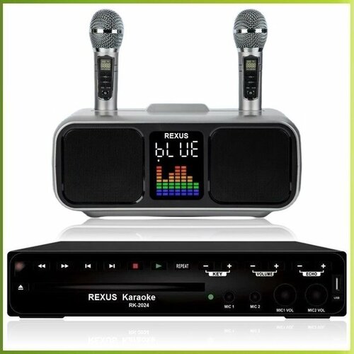 SOVA SET GRAY - универсальный комплект караоке, BLUETOOTH, USB, два радиомикрофона ast light комплект караоке для дома ast rexus оценка пения обработка вокала