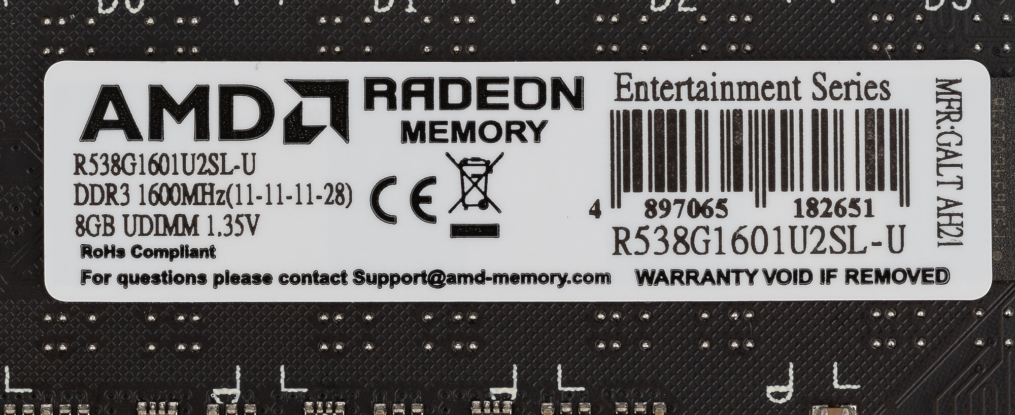 Модуль памяти DDR3 8GB AMD 1600MHz, PC3-12800, CL11, 1.35V, Non-ECC, RTL - фото №19