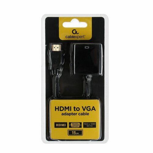 Переходник Cablexpert A-HDMI-VGA-04, HDMI - VGA, черный переходник адаптер cablexpert hdmi vga a hdmi vga 04 0 15 м 1 шт черный