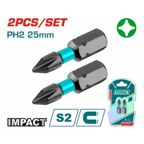 Ударные биты PH2 25mm 2шт TOTALTACIM71PH225 699₽