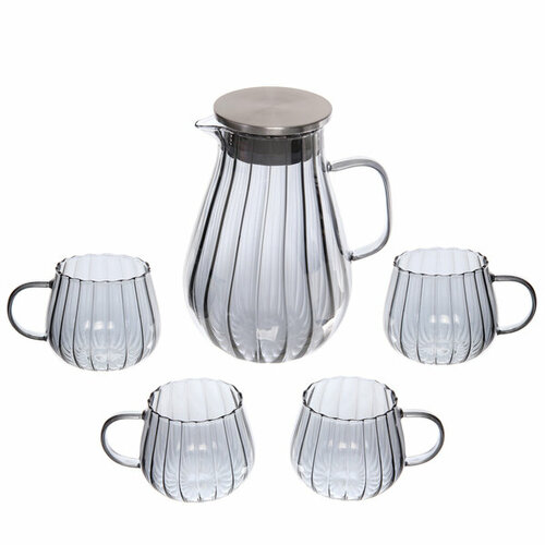 Кувшин стеклянный 1900мл Bella cucina в наборе с 4-мя стаканами 400мл серый 3479₽