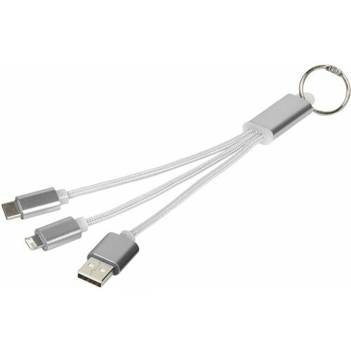 Кабель для зарядки Metal 3-в-1 с брелоком, серый кабель usb магнитный sititek uc 066 для android ios розовый