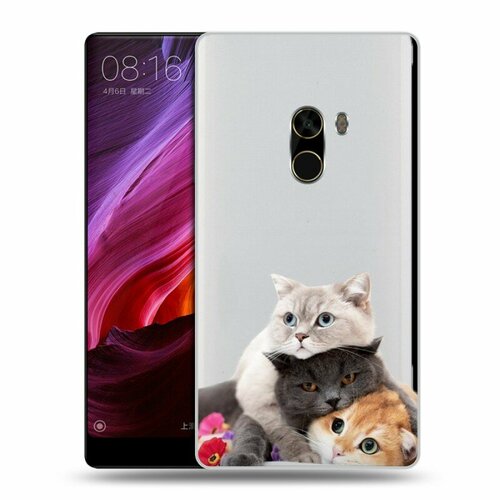 Полупрозрачный дизайнерский силиконовый чехол для Сяоми Ми Микс / Xiaomi Mi Mix Кошки xiaomi mi mix 2 силиконовый прозрачный чехол накладка для ксиоми ми микс 2 бампер