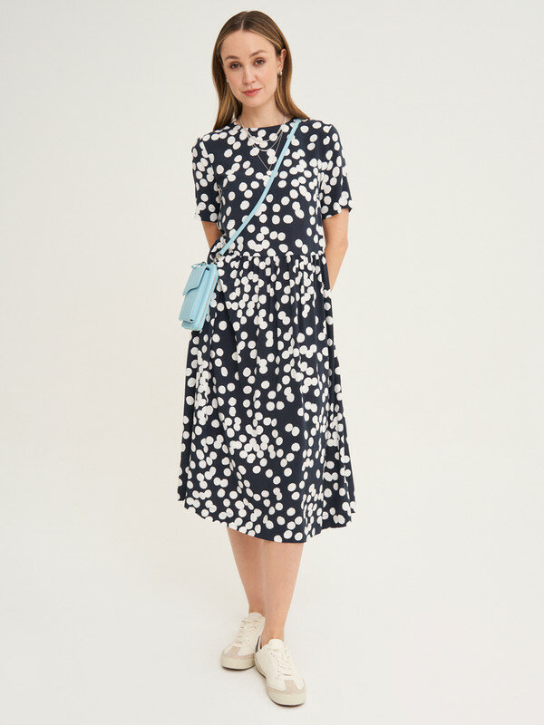 Платье FINN FLARE в горошек, размер S(170-88-94), темно-синий