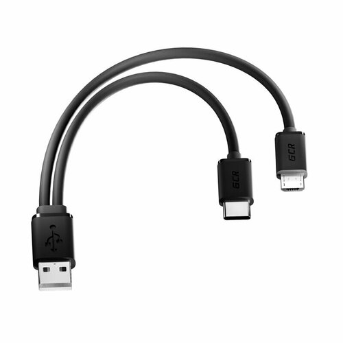 Greenconnect 0.15м USB 2.0, AM + microB 5pin/CM, Y-образный, черный, 28/28 AWG