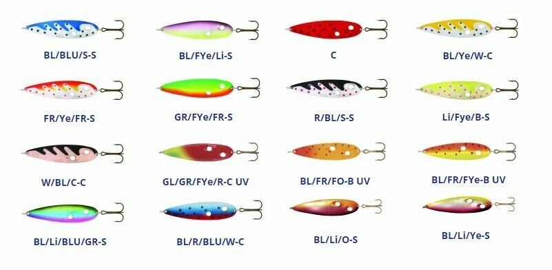 Блесна для рыбалки Kuusamo Tundra 95/24 GL/GR/FYe/R-C, UV (колеблющаяся)