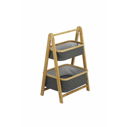 Этажерка складная с 2 корзинами бамбук/текстиль h70см