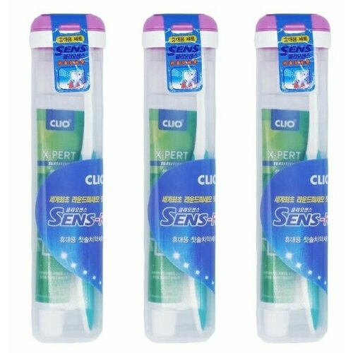 Clio Набор дорожный Щетка + Паста, Toothbrush + Toothpaste, 3 уп clio зубная паста alpha solution total care plus toothpaste 120 г 12 шт