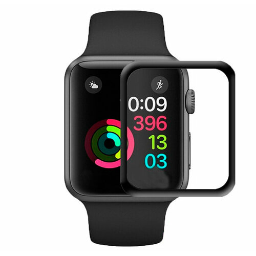 Черное защитное стекло для Apple Watch 42mm 3D Glass защитное стекло для apple watch 42mm hoco 0 1 черное