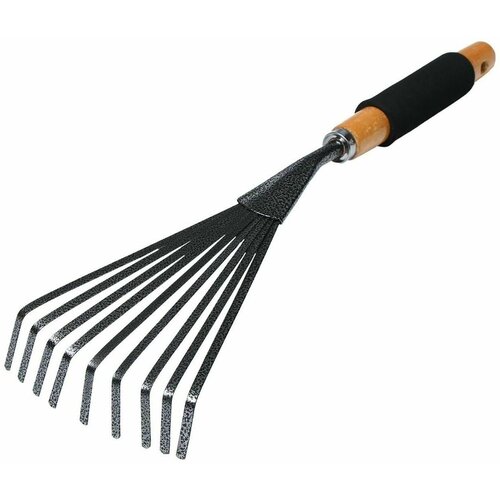 Грабли , проволочные, длина 44 см, 7 зубцов, металл, рукоять дерево с поролоном