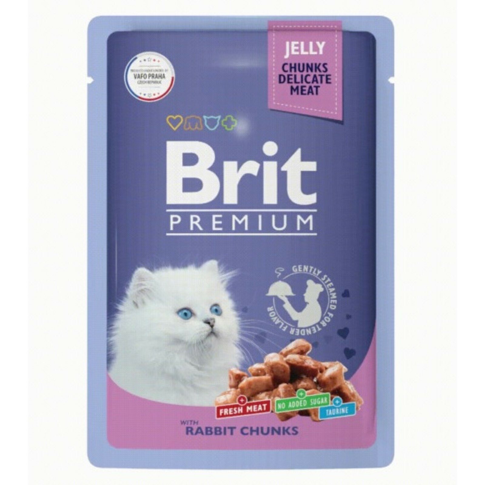 BRIT PREMIUM, влажный корм для кошек. Пауч для котят, Кролик в желе, 85г