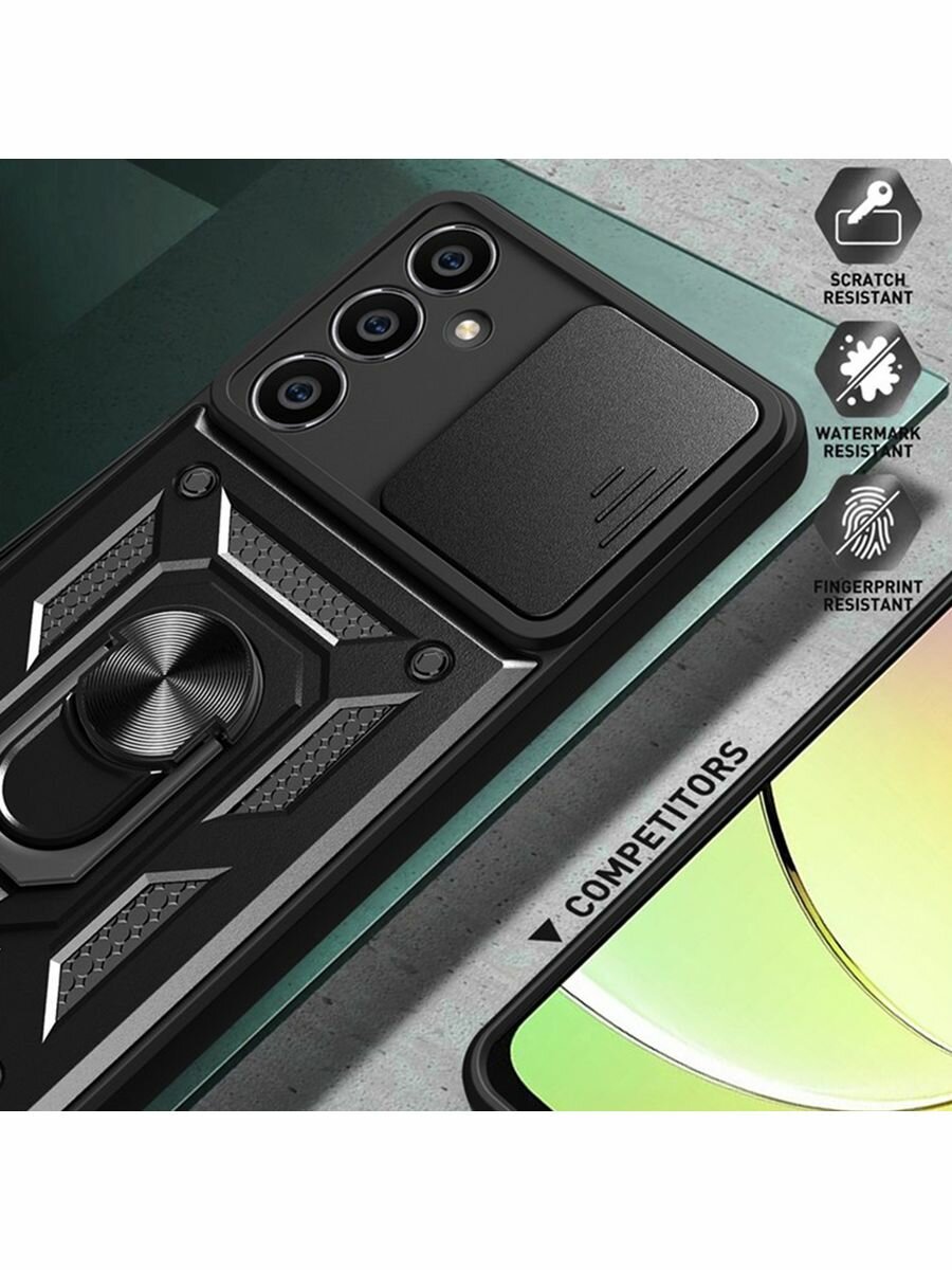 Противоударный чехол на Samsung Galaxy A15 с магнитом, черный — фото 1