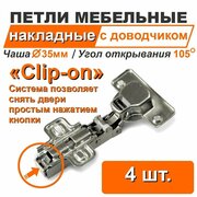 Петля накладная с доводчиком Ava Clip-on комплект 4 штуки