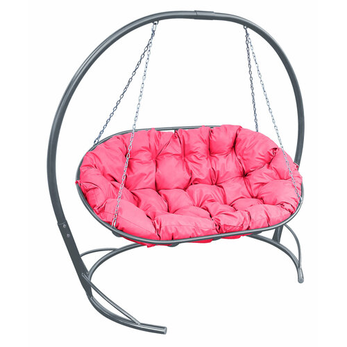 Подвесной диван M-group мамасан серый каркас розовая подушка 23595₽