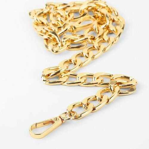 Цепочка для сумки с карабинами алюм 60см 135 205мм плоская золотой АУ 850₽