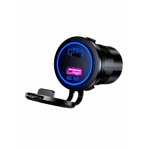 Зарядное устройство автомобильное врезное GSG2021-PQ 1USB1Typ-CQC30PD30 LED 737₽