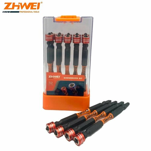 Биты магнитные насадки кованые ZHIWEI PH2x100мм (10шт)