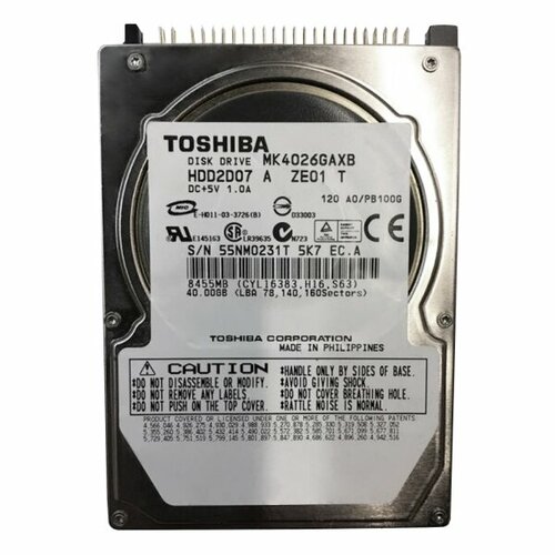 Жесткий диск Toshiba HDD2D07 40Gb 5400 IDE 25 HDD 7010₽