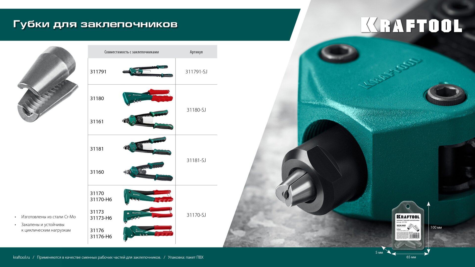 KRAFTOOL сменные губки для заклепочника 31170, 31173, 31176 (31170-SJ)