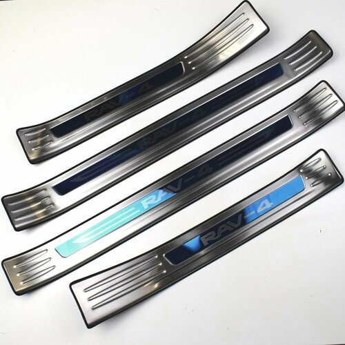 Накладки на пороги для Toyota RAV4 -5 кузов XA50 2018-2024 комплект 4 накладки синяя надпись 2950₽