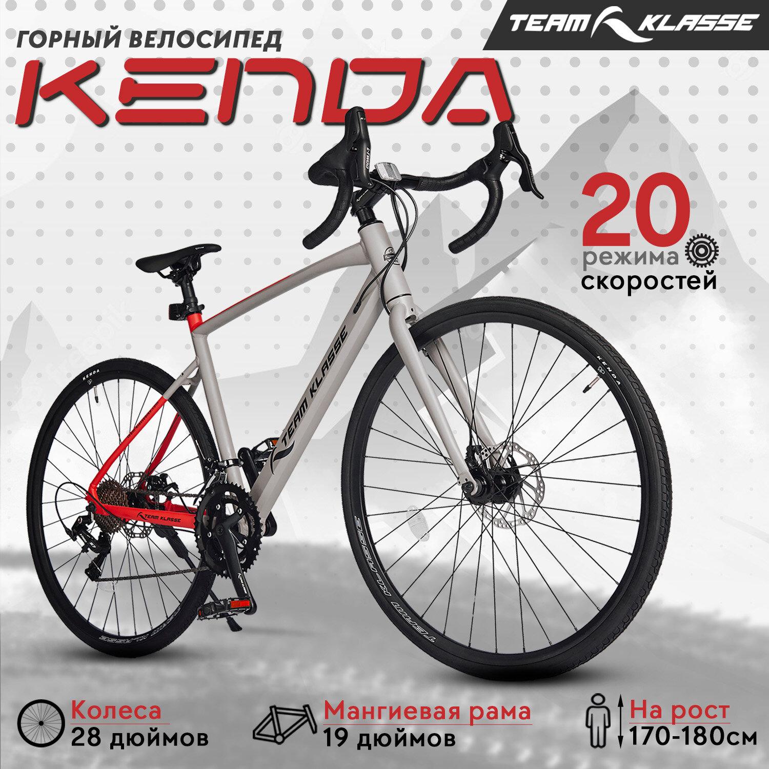Городской велосипед Team Klasse A-5-A, серебристый, 28"