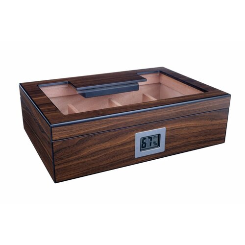 Шкатулка Lubinski на 50 сигар cо стеклом и магнитными перегородками, Орех