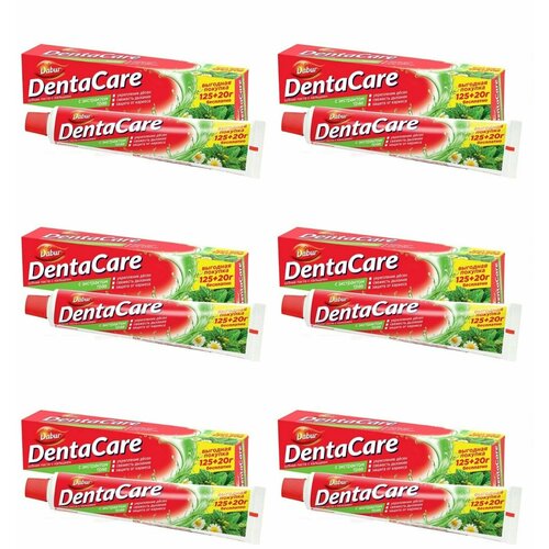 Dabur Зуюбная паста DentaCare, с Экстрактом трав, с кальцием, 125+20 г, 6 шт зубная паста для ухода за зубами и деснами pattrena herbal care toothpaste