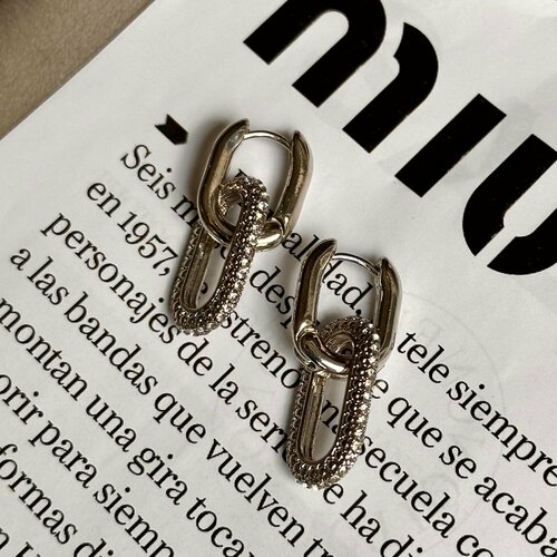 Серьги SJW, фианит, серебристый