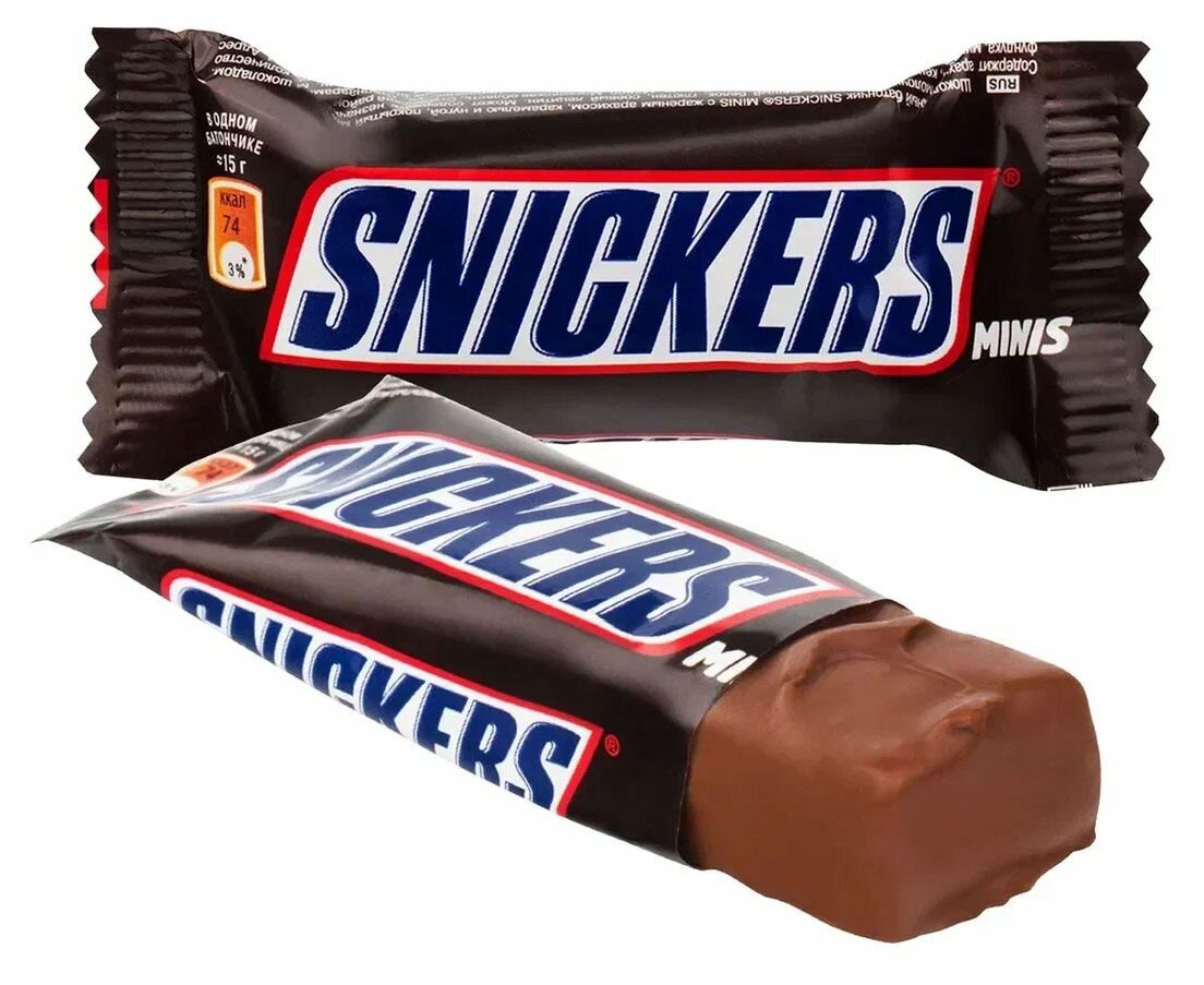 Конфеты шоколадные Snickers Minis с карамелью арахисом и нугой, вес 1 кг