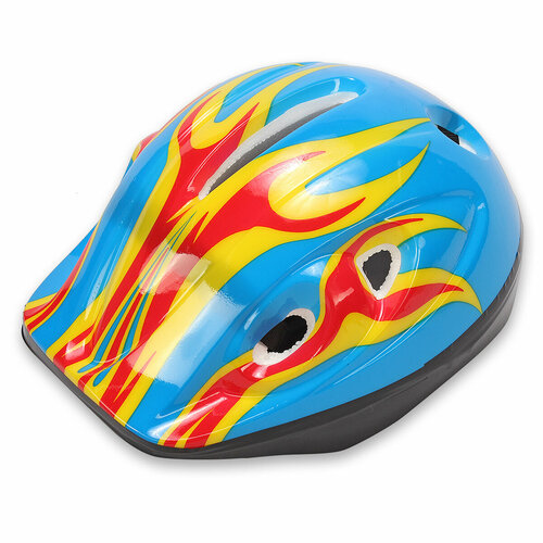Шлем детский защитный для катания на велосипеде, самокате, роликах, скейтборде, обхват 52-54 см, размер М, 25х20х14 см, синий с красным – 1 шт