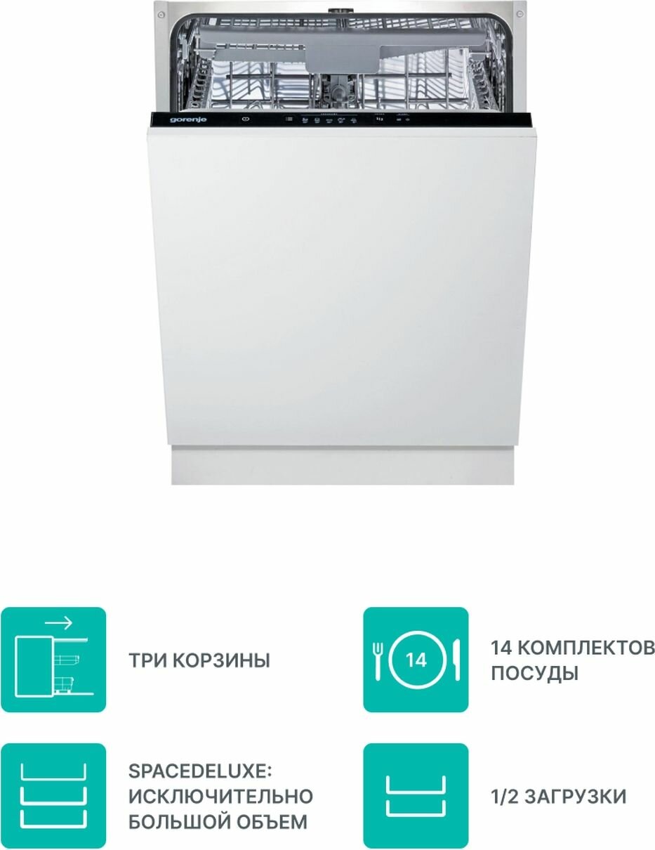 Встраиваемая посудомоечная машина Gorenje GV620E10 60 см, черный