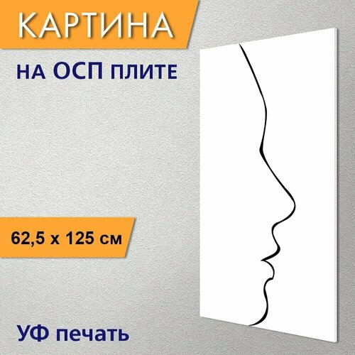 Вертикальная картина на ОСП "Лицо, голова, профиль" 62x125 см. для интерьера на стену