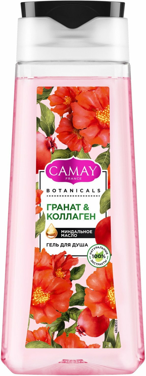 Гель для душа Camay BOTANICALS Цветы граната, без парабенов, 250 мл