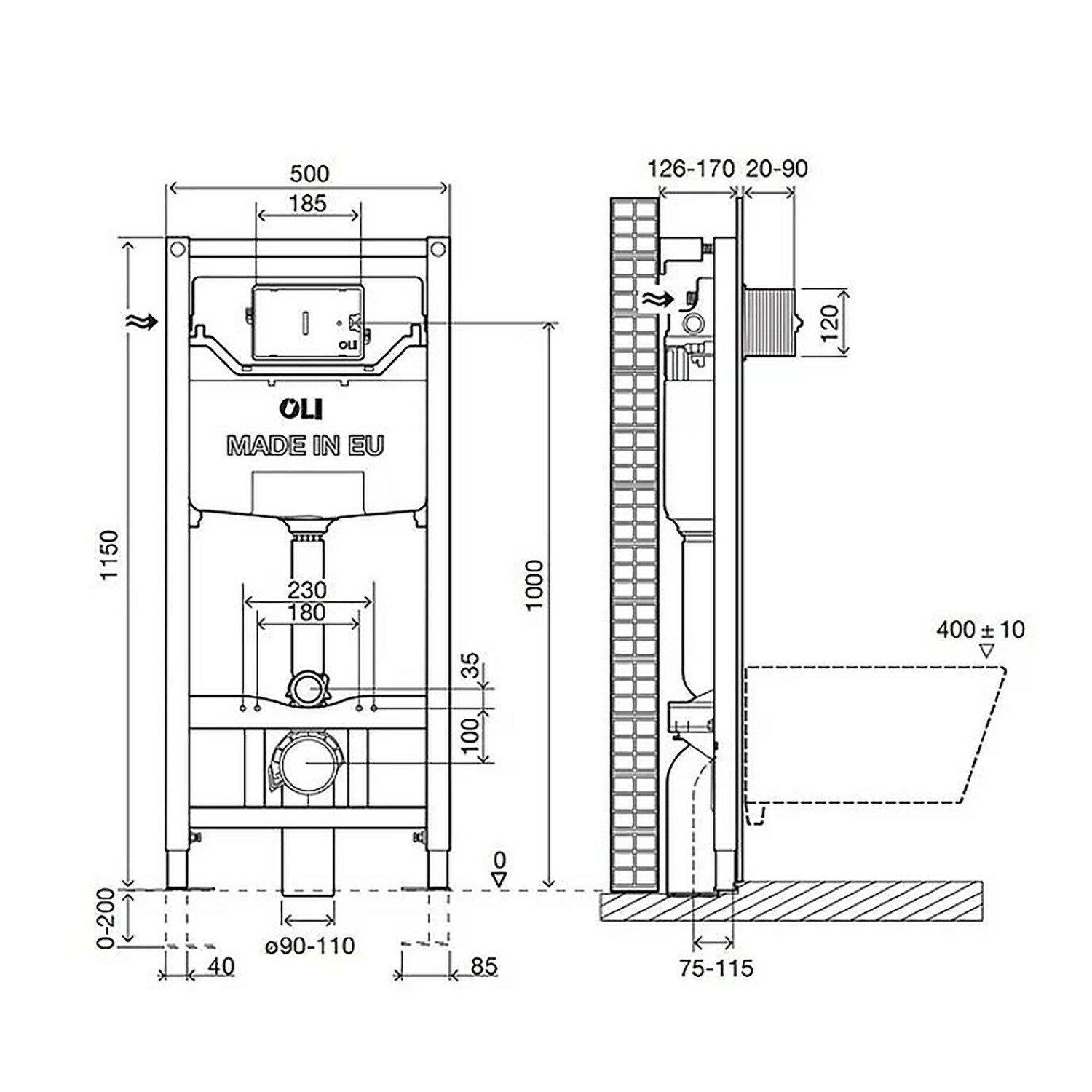 Инсталляция для унитаза OLI Oli 120 eco 879236 Sanitarblock mechanic с кнопкой смыва Slim 659041 - фото №6