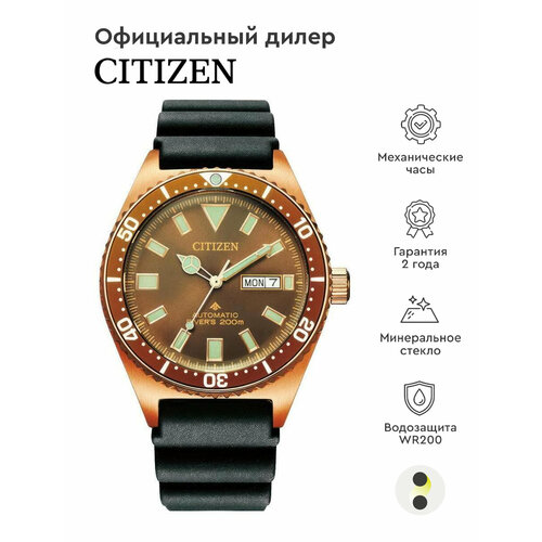 Наручные часы CITIZEN NY0125-08W, черный, коричневый