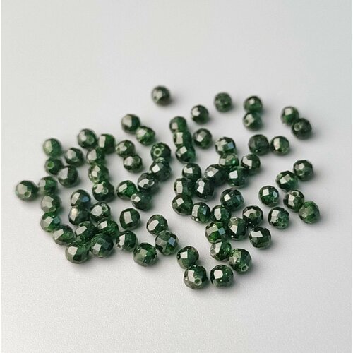 Бусина Авантюрин зеленый граненый шар 3,3 мм 75 шт.