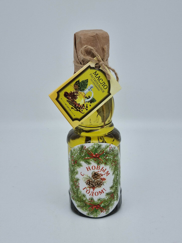 фото Масло подсолнечное для салатов с зеленой аджикой 250мл с новым годом