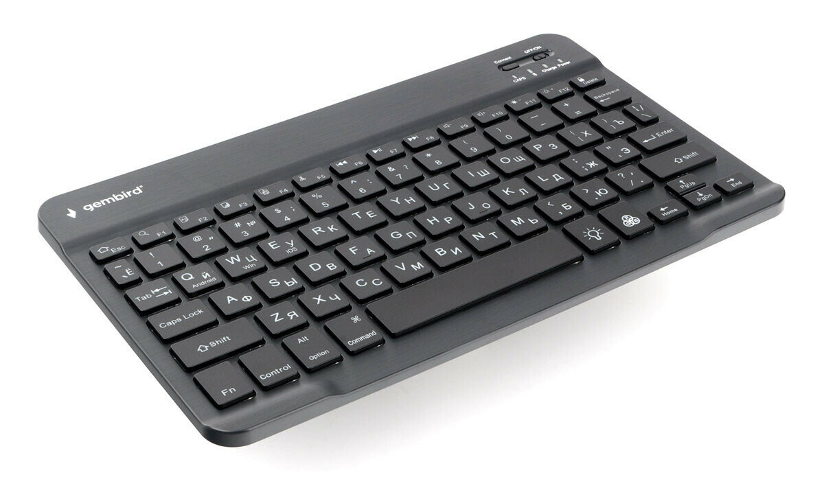 Клавиатура беспроводная Gembird 78кл., ножнич., BT 5.0, подсв. 7 цв., Type C, 500мАч, черная - фото №11