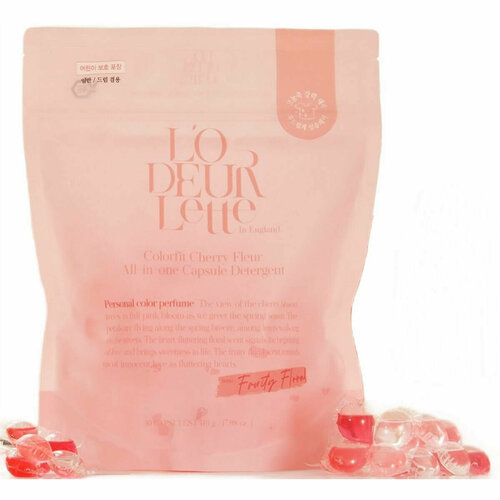 Капсулы для стирки белья с ароматом цветка вишни 30 штуп LODEURLETTE 1620₽
