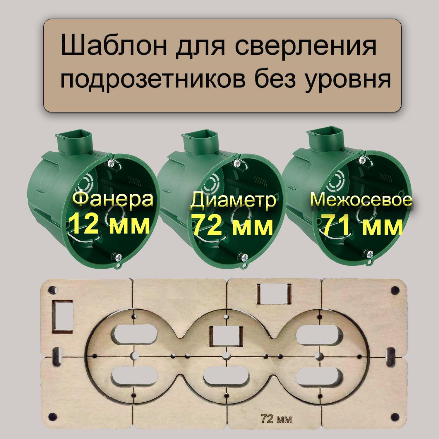 Шаблон для 3 подрозетников без уровня