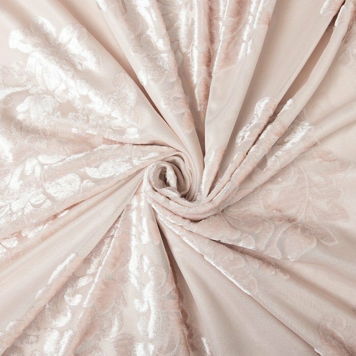 фото Штора тюлевая сетка с бархатом "Этель" 240х265 см Ренессанс Белое золото, 100% п/э