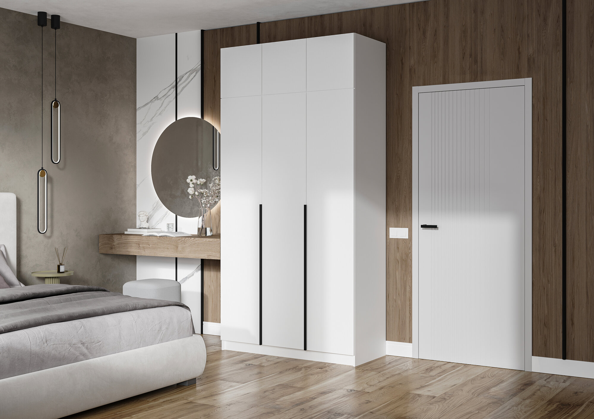 фото Шкаф для одежды Лион ШК-02 белый Стендмебель