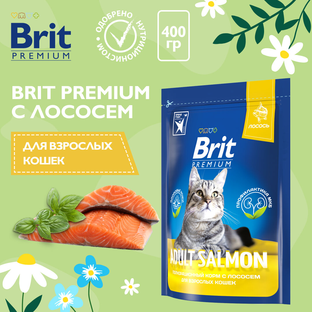 Сухой корм для кошек Brit Premium с лососем 400 г