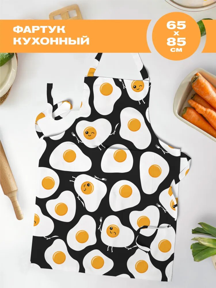 Фартук рогожка 65х85 с карманом "Crazy Getup" рис 16586-1 Eggs