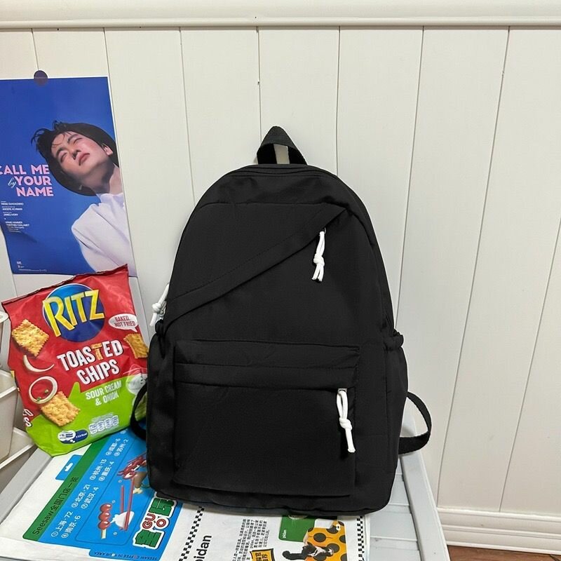 фото Однотонный голубой школьный рюкзак для мальчика и девочки / женский рюкзак / для прогулок / пикника / спорта /