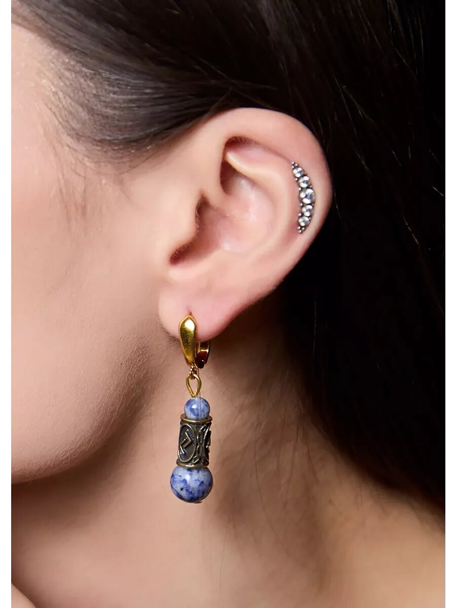 Серьги Вербица, размер 45 мм, голубой — фото 1